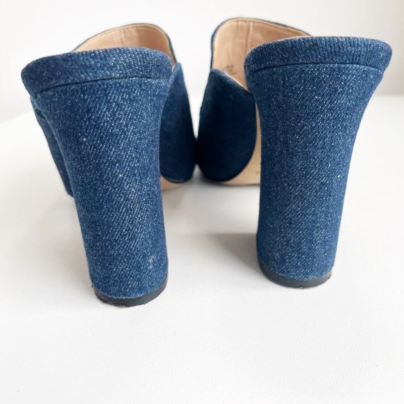 Anna Sui x INC | Denim Beaded Floral Rose Heeled Mules | 7.5 - Picture 6 of 8